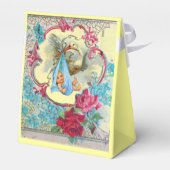 STORK BABY BOY SHOWER BLUE GEM MONOGRAM Yellow Geschenkschachtel (Rückseite)