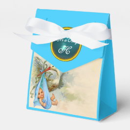 STORK BABY BOY SHOWER BLUE GEM STONE MONOGRAM GESCHENKSCHACHTEL