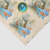 STORK BABY BOY SHOWER BLUE GEM STONE MONOGRAM SEIDENPAPIER (Ausschnitt)