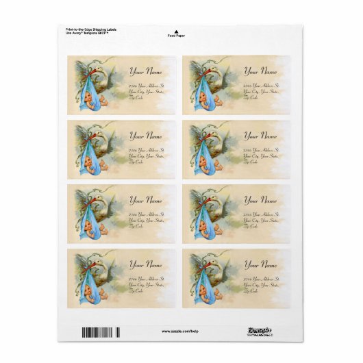 STORK BABY BOY SHOWER BLUE PINK (Vorne)