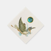 STORK BABY BOY SHOWER BLUR GEM STONE MONOGRAM SERVIETTE (Ecke)