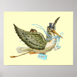 STORK BABY BOY SHOWER, Creme Poster