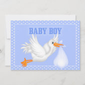 Stork Baby Boy Shower Einladung (Vorderseite)
