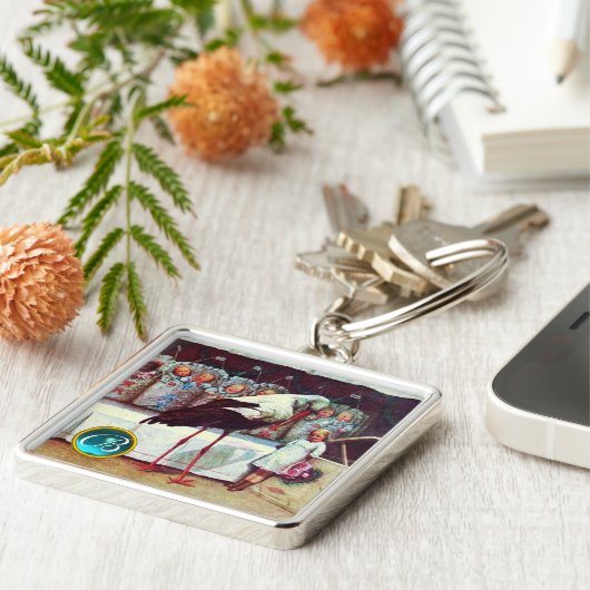 STORK BABY BOY SHOWER GEM MONOGRAM SCHLÜSSELANHÄNGER (Seite)