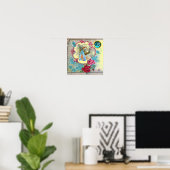 STORK BABY BOY SHOWER Gem Stone Monogram Yellow Poster (Heimbüro)