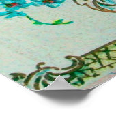 STORK BABY BOY SHOWER Gem Stone Monogramm Poster (Ecke)