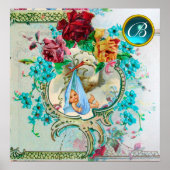 STORK BABY BOY SHOWER Gem Stone Monogramm Poster (Vorne)