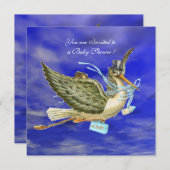 STORK BABY BOY SHOWER Gold Metallic Einladung (Vorne/Hinten)