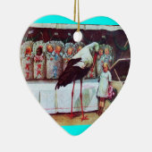 STORK BABY BOY SHOWER MONOGRAM Blue Aquamarine Keramik Ornament (Rechts)