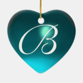 STORK BABY BOY SHOWER MONOGRAM Blue Aquamarine Keramik Ornament (Hinten)