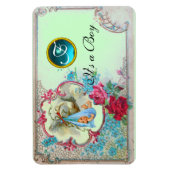 STORK BABY BOY SHOWER MONOGRAM, grün Magnet (Vertikal)