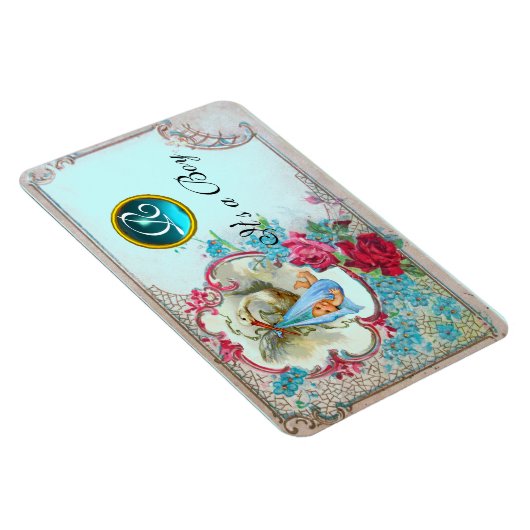 STORK BABY BOY SHOWER MONOGRAM MAGNET (Rechte Seite)