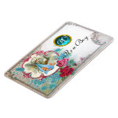 STORK BABY BOY SHOWER MONOGRAM, weiß Magnet (Linke Seite)