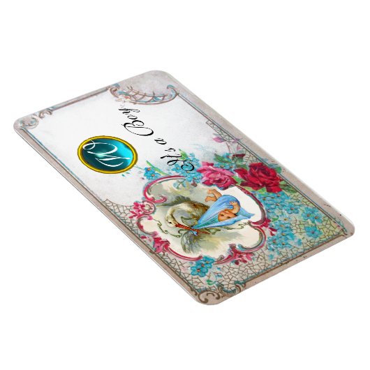 STORK BABY BOY SHOWER MONOGRAM, weiß Magnet (Rechte Seite)