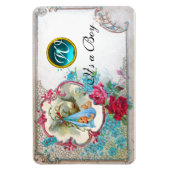 STORK BABY BOY SHOWER MONOGRAM, weiß Magnet (Vertikal)