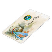 STORK BABY BOY SHOWER MONOGRAM, weiß Magnet (Linke Seite)