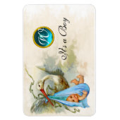 STORK BABY BOY SHOWER MONOGRAM, weiß Magnet (Vertikal)
