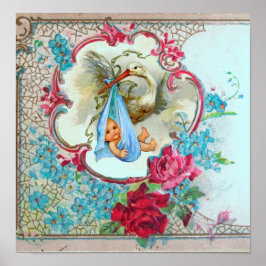 STORK BABY BOY SHOWER POSTER