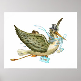 STORK BABY BOY SHOWER POSTER