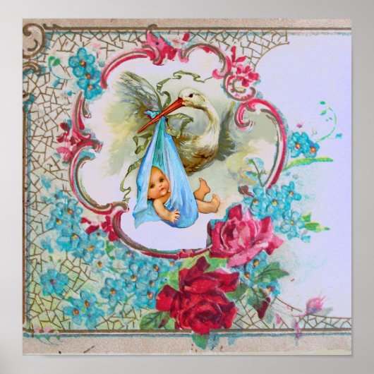 STORK BABY BOY SHOWER POSTER (Vorne)