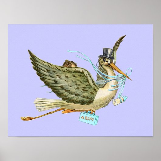 STORK BABY BOY SHOWER, Turquase Poster (Vorne)
