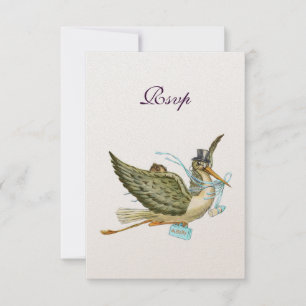 STORK BABY BOY SHOWER, UAWG, Champagne Metallic RSVP Karte