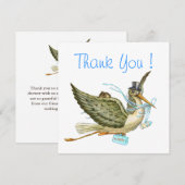 STORK BABY BOY SHOWER ,White Blue Vielen Dank Einladung (Vorne/Hinten)