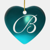 STORK BABY BOY SHOWHERZ MONOGRAM BLAUE SAPPHIRE KERAMIKORNAMENT (Hinten)