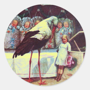 STORK BABY BOY SHOWWER 3 RUNDER AUFKLEBER