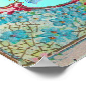 STORK BABY BOY SHOWY Blue Turquase Poster (Ecke)