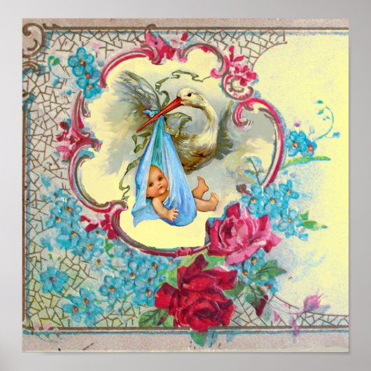 STORK BABY BOY SHOWY Gelb Poster (Vorne)