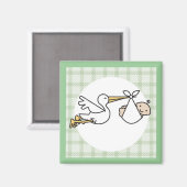Stork Baby Delivery Magnet (Vorderseite/Rückseite)