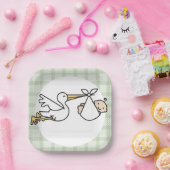 Stork Baby Delivery Pappteller (Party)