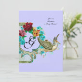 STORK BABY DUSCHE 3 MONOGRAMM EINLADUNG (Stehend Vorderseite)