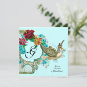 STORK BABY DUSCHE 3 MONOGRAMM EINLADUNG (Stehend Vorderseite)