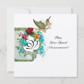 STORK-BABY-DUSCHE 3 MONOGRAMM, gold-metallisch Einladung (Rückseite)