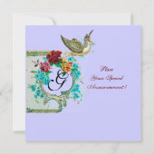 STORK BABY DUSCHE 3 MONOGRAMM weiß Einladung (Rückseite)