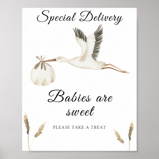 Stork Baby Dusche - Babys sind süß Poster (Vorne)