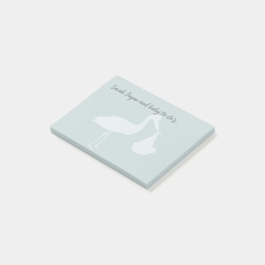 Stork Baby Dusche Blue Post It Notes Post-it Klebezettel (angewinkelt)