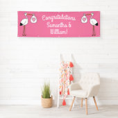 Stork Baby Dusche Pink Girl Banner (Insitu)
