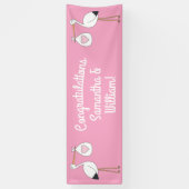 Stork Baby Dusche Pink Girl Banner (Vertikal)