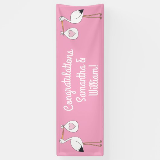 Stork Baby Dusche Pink Girl Banner (Vertikal)