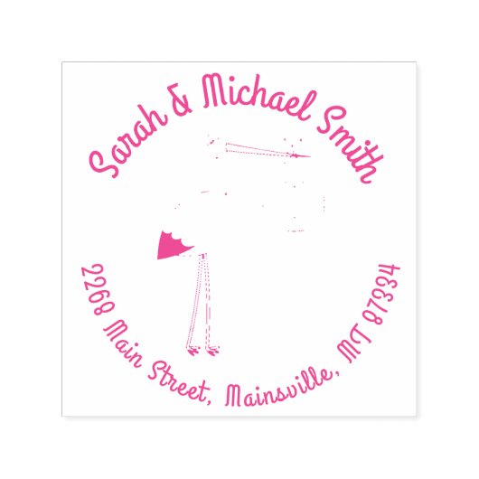 Stork Baby Dusche Pink Girl Niedlicher Cartoon Permastempel (Design)
