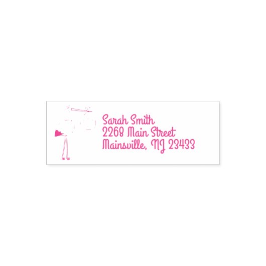 Stork Baby Dusche Pink Girl Niedlicher Cartoon Permastempel (Design)