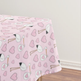 Stork Baby Dusche Pink Girl Niedlicher Cartoon Tischdecke