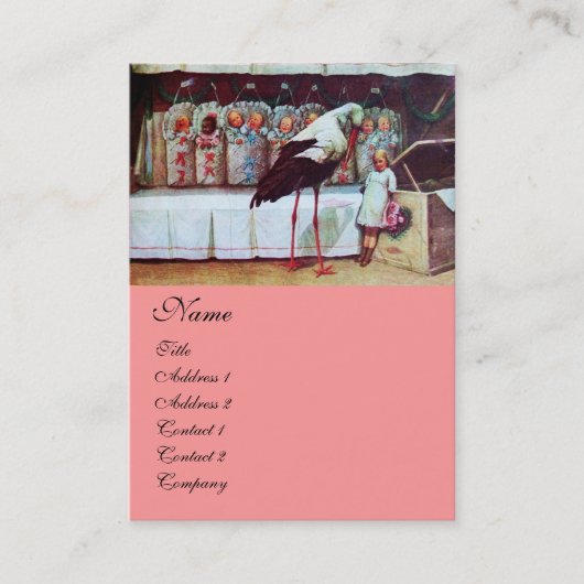 STORK BABY DUSCHE rosa Visitenkarte (Vorderseite)