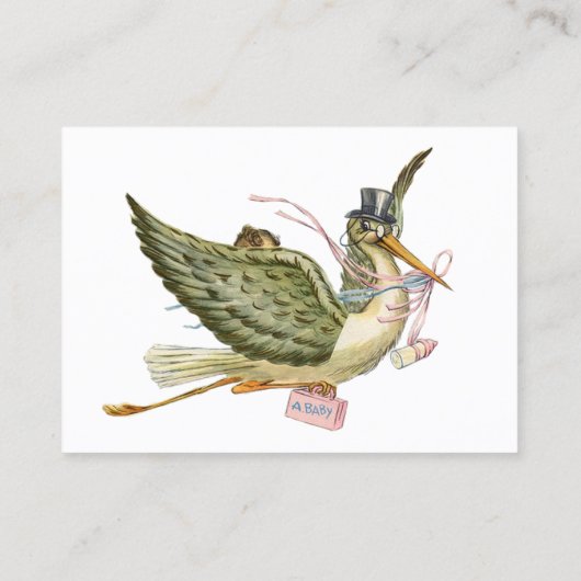 STORK BABY DUSCHE, rosa weiß Visitenkarte (Rückseite)