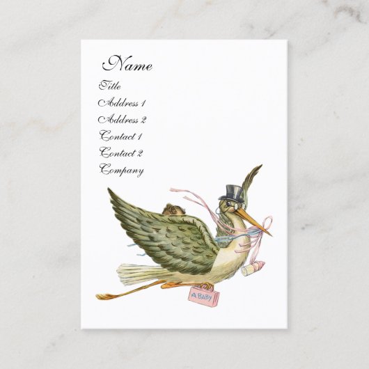 STORK BABY DUSCHE, rosa weiß Visitenkarte (Vorderseite)
