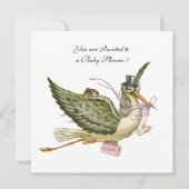 STORK BABY DUSCHE, weiß Einladung (Vorderseite)