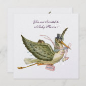 STORK BABY DUSCHE, weißes Eis, metallisch Einladung (Vorne/Hinten)